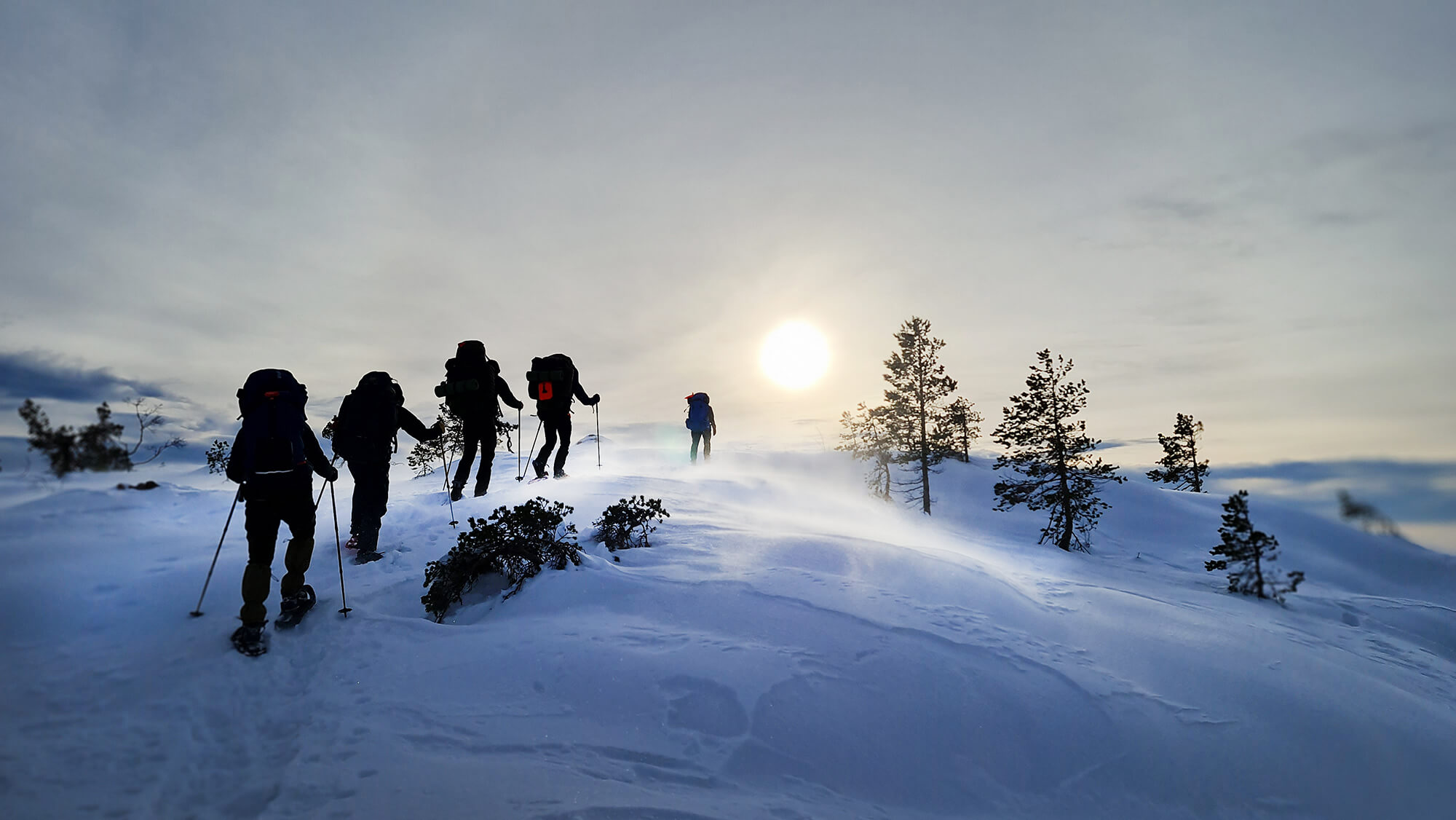 sweden winter hiking snowshoes high coast